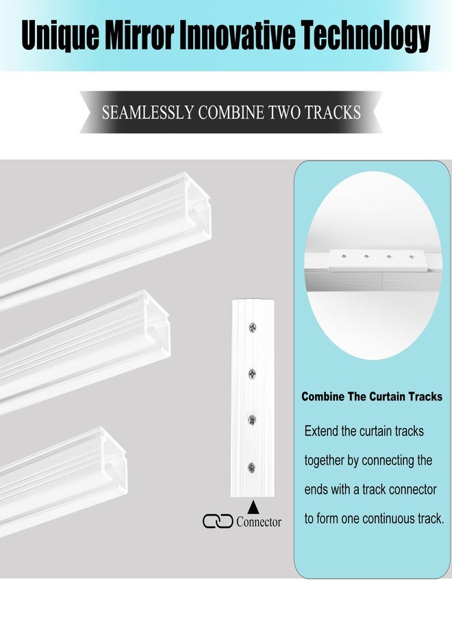 RoomDarkning Ceiling Curtain Track, Ceiling Wall Mount Room Divider Curtains Track Rods Heavy Duty Ceiling Track Curtain Rail, RV Ceiling Track for Curtains with Rollers Hooks Clips for 9-12ft, White - Image 2